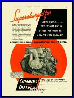 1940 Cummins HBS-600 Diesel Engine for Mack Truck NEW Sign 30 x 40 USA STEEL