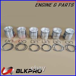 6 Pistons and Piston Ring Set For ISB QSB 6.7L Cummins 24V CASE 4934860 4955160