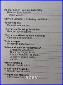 Cummins Big Cam IV, 88 Big Cam IV, NT 855 Diesel Engine Specifications Manual