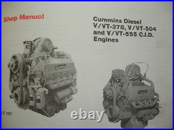 Cummins Factory SHOP MANUAL V-378 V-504 V-555 Diesel Engine Service Repair'79