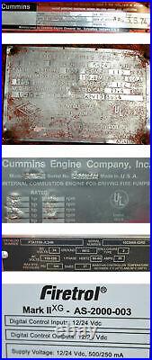 Cummins N-855-F In-Line 6-Cylinder Diesel Powered Fire Pump Engine Controller 73