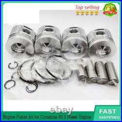 Engine Piston kit for Cummins B3.3 Diesel Engine Forklift Truck Excavator 4 PCS