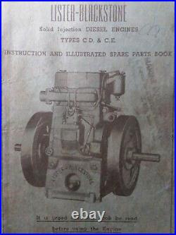 Lister Blackstone C. D & C. E Diesel Engine Owner, Parts & Service Manual 1945
