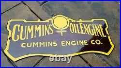 Old Vintage Cummins Diesel Engine Metal Porcelain Gas Motor Oil Heavy Metal Sign